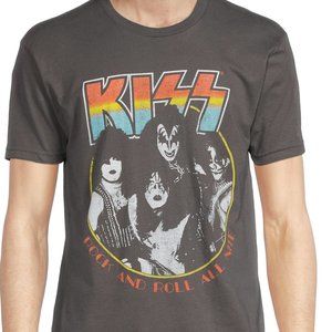 NEW Medium Kiss Rock And Roll All Nite Charcoal Gray Short Sleeve T Shirt